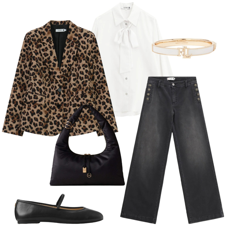 Outfit donna - La giacca che fa la differenza. Stile Glamour per Serata fuori. Abbinamento con blazer, jeans, camicie, borse a mano, ballerine, braccialetti.