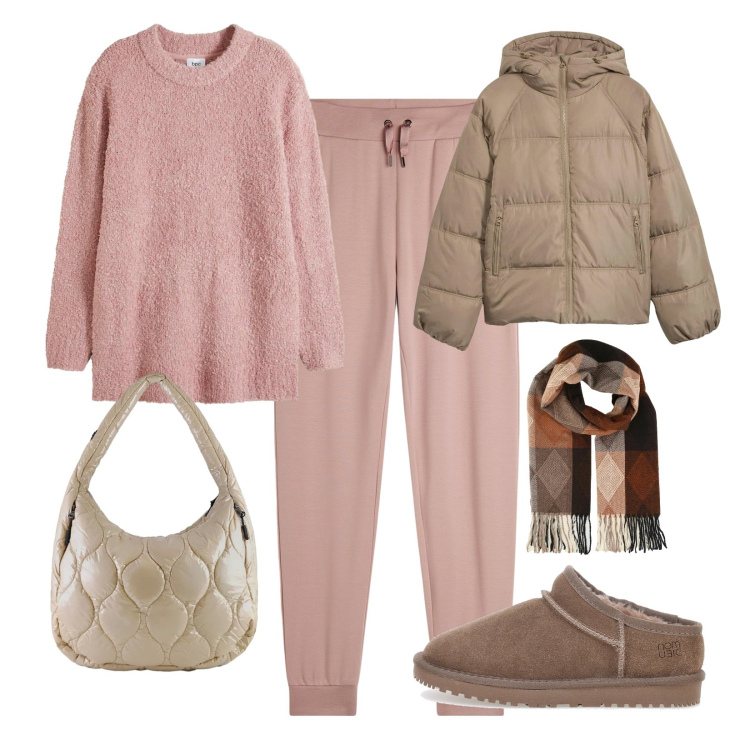 Outfit donna - Comfort e morbidezza!. Stile Casual per Scuola/Università. Abbinamento con giacche, maglieria, sciarpe, pantaloni, borse tote, zoccoli.