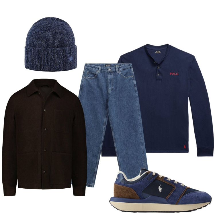 Outfit uomo - Giornata casual. Stile Casual per Tutti i giorni. Abbinamento con jeans, cappelli, sneakers, t-shirt, cappotti.