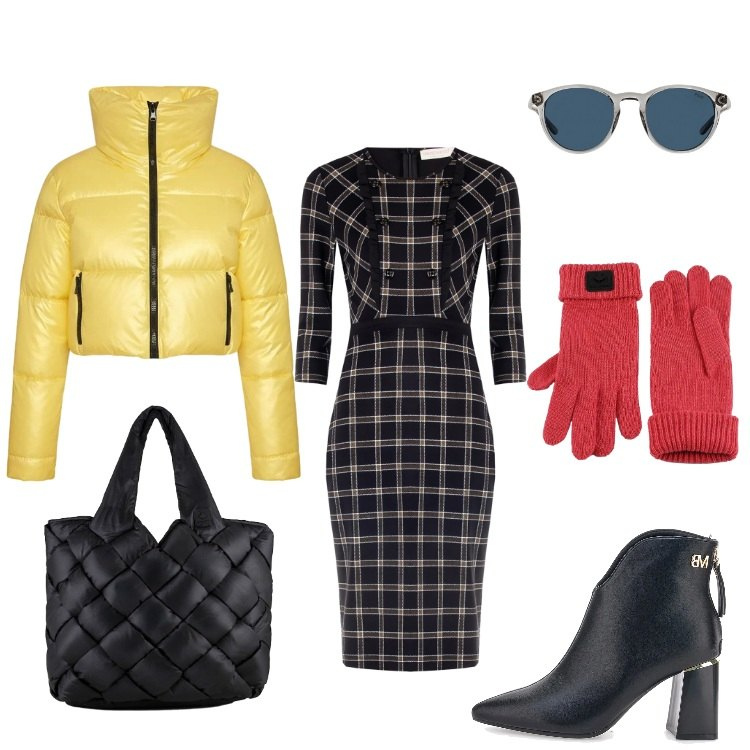 Outfit donna - Colori anche in inverno. Stile Romantica per Tutti i giorni. Abbinamento con vestiti a tubino, occhiali da sole, piumini, borse tote, guanti, stivaletti.