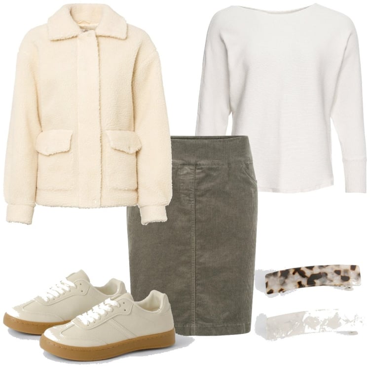 Outfit femme - Jupe urban. Style Urban pour Tous les jours. Assortir avec pulls, jupes longues, manteaux, sneakers, accessoires pour cheveux.