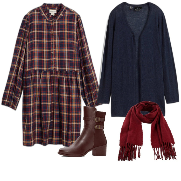 Outfit femme - Casual tartan. Style Casual pour Tous les jours. Assortir avec jupes longues, blazers, bottes, gilets, écharpes.