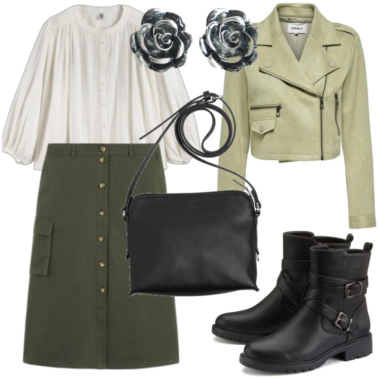 Outfit mujer - Urban style. Estilo Urban para Todos los días. Combinación con botines, bolsos saco, blazers, camisas, minifaldas, pendientes.