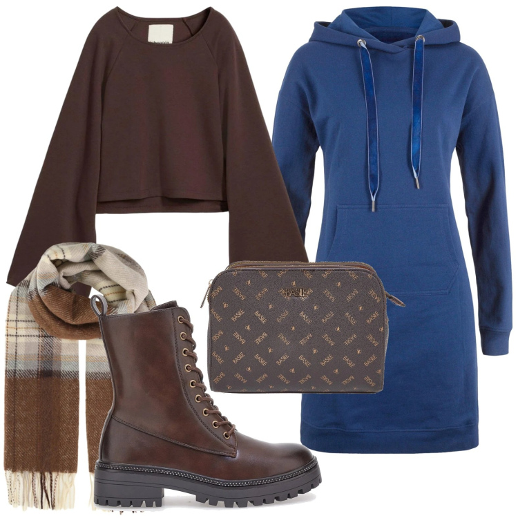 Outfit donna - Cioccolato fondente 80%. Stile Minimal per Tutti i giorni. Abbinamento con vestiti, cappe, sciarpe, anfibi, borse a tracolla.