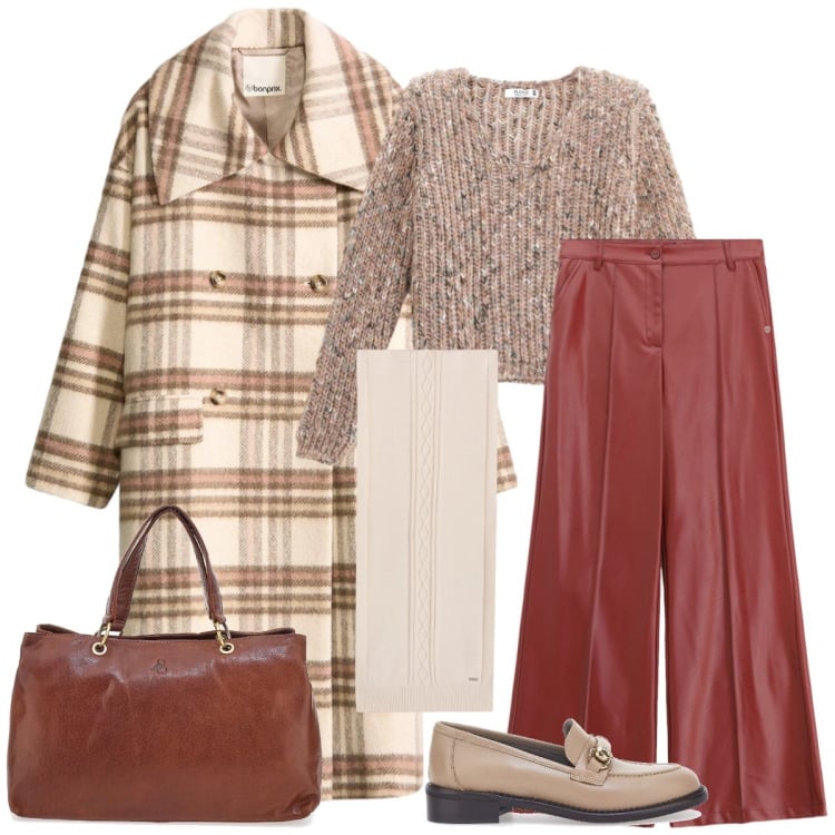 Outfit donna - Fine settimana in campagna. Stile Casual per Tutti i giorni. Abbinamento con cappotti, pantaloni, maglieria, sciarpe, borse a tracolla, mocassini.