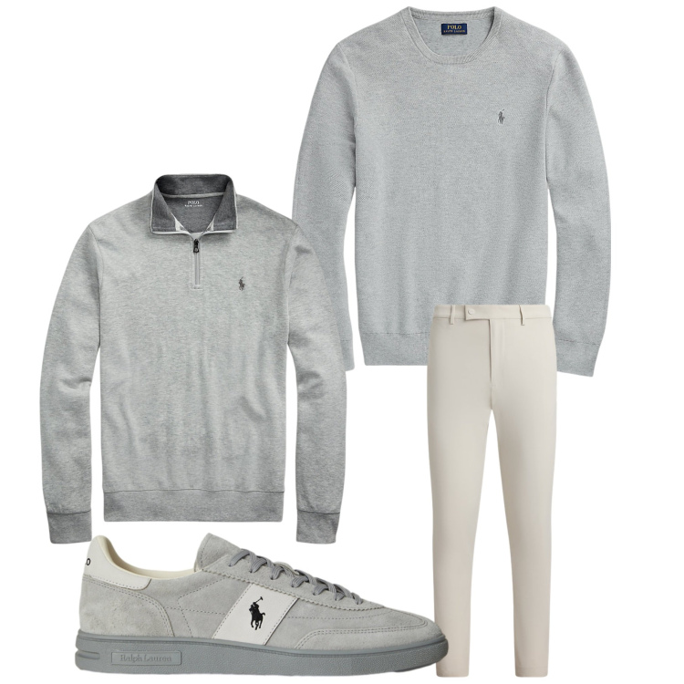 Outfit uomo - Grigio inverno. Stile Business/Elegante per Serata speciale. Abbinamento con maglieria, pullovers, pantaloni, sneakers.