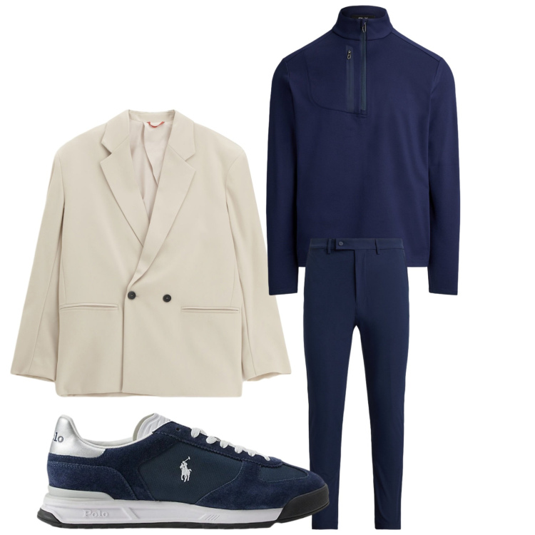 Outfit uomo - Sabbia blu. Stile Business/Elegante per Serata speciale. Abbinamento con giacche, pullovers, sneakers, pantaloni.