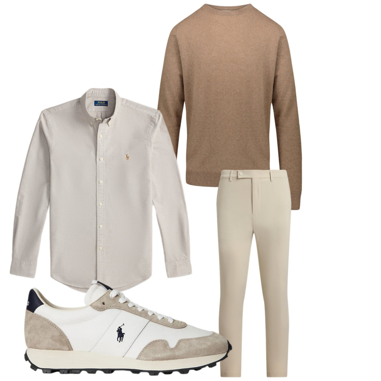 Outfit uomo - Gradazioni di marrone. Stile Business/Elegante per Tutti i giorni. Abbinamento con sneakers, pantaloni, camicie, maglieria.