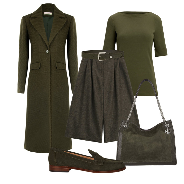 Outfit donna - Velvet glam green. Stile Glamour per Ufficio. Abbinamento con shorts, cappotti, mocassini, t-shirt, borse tote, cinture.