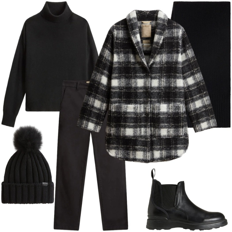 Outfit donna - Holiday Heritage. Stile Casual chic per Tutti i giorni. Abbinamento con stivaletti, maglieria, berretti, sciarpe, pantaloni, blazer.