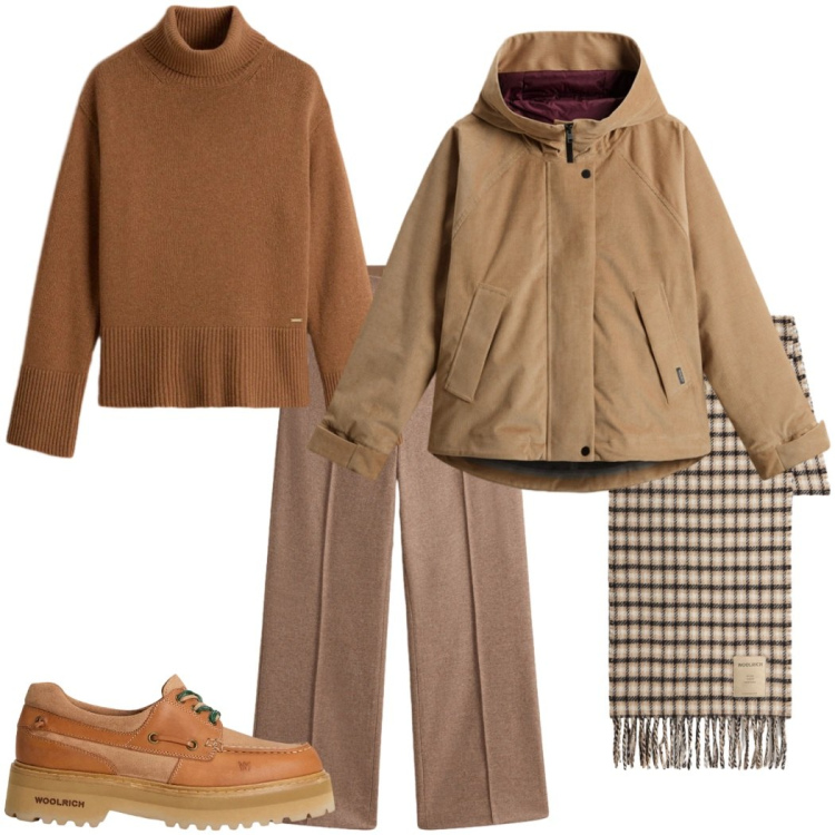 Outfit donna - Holiday Heritage. Stile Casual chic per Tutti i giorni. Abbinamento con maglieria, blazer, pantaloni, mocassini, sciarpe.