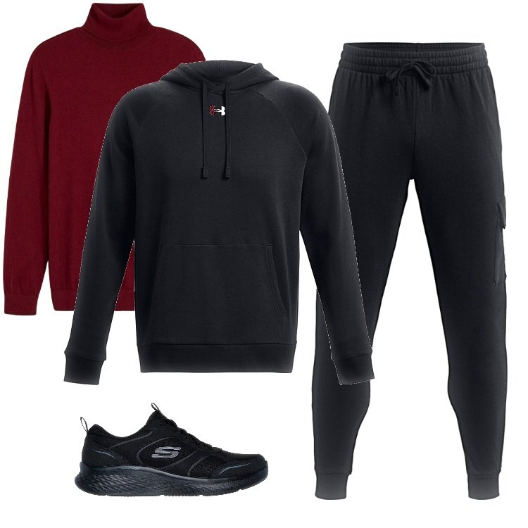 Outfit uomo - Total look #2299169. Stile Urban per Tutti i giorni. Abbinamento con maglieria, felpe con cappuccio, pantaloni, sneakers.