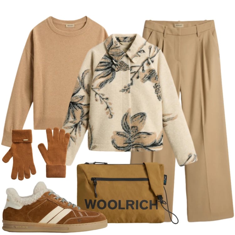 Outfit donna - La giacca floreale. Stile Casual chic per Tutti i giorni. Abbinamento con cappotti, sneakers, pantaloni, borse a tracolla, guanti, maglieria.