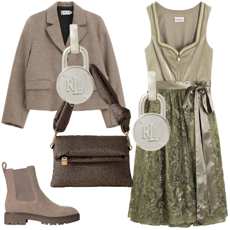 Outfit donna - Un blazer sul bohemien. Stile Boho per Serata fuori. Abbinamento con vestiti, blazer, borse a tracolla, orecchini, stivaletti chelsea.