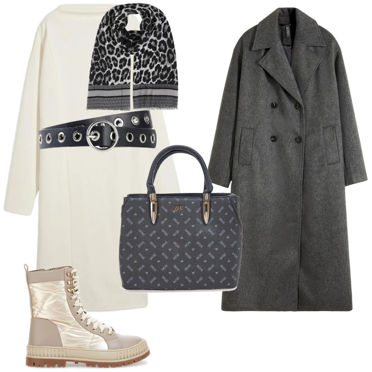 Outfit donna - Oggi così. per Tutti i giorni. Abbinamento con vestiti midi/longuette, cappotti, cinture, foulard, stivaletti, borse a mano.