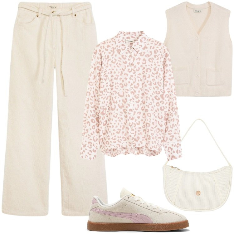 Outfit donna - Dolce Morbido Inverno. Stile Basic per Tutti i giorni. Abbinamento con pantaloni, maglieria, camicie, borse a mano, sneakers.