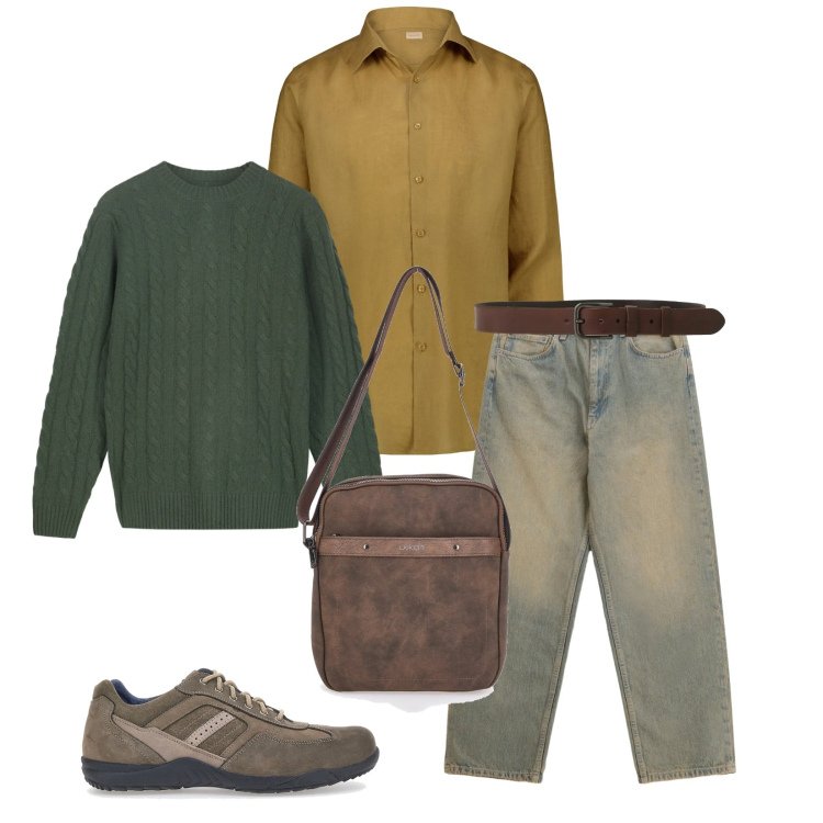 Outfit uomo - Total look #2299563. Stile Urban per Tutti i giorni. Abbinamento con jeans, cinture, portafogli, scarpe stringate, camicie, maglieria.