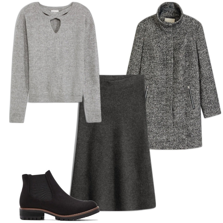 Outfit femme - Basique #6500. Style Basique pour Tous les jours. Assortir avec pulls, jupes au genou, manteaux, boots.