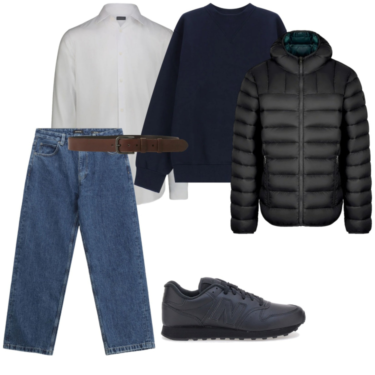 Outfit uomo - Sportivo. per Tutti i giorni. Abbinamento con jeans, felpe, cinture, piumini, sneakers, camicie.