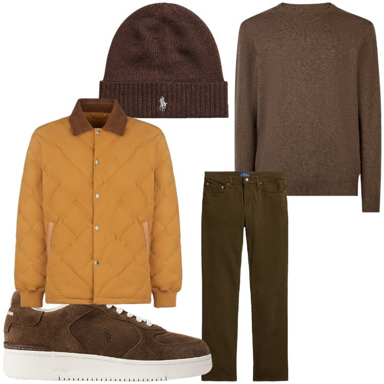 Outfit uomo - In Inverno. Stile Casual per Tutti i giorni. Abbinamento con giacche, sneakers, pantaloni, berretti, maglieria.
