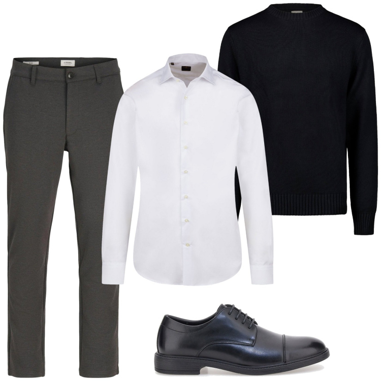 Outfit uomo - Total look #2299723. Stile Business/Elegante per Serata speciale. Abbinamento con pantaloni chino, camicie, maglieria, scarpe stringate.