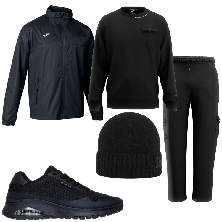 Outfit uomo - Una corsa nel parco. Stile Urban per Sport. Abbinamento con berretti, giacche, sneakers, pantaloni sportivi, felpe.