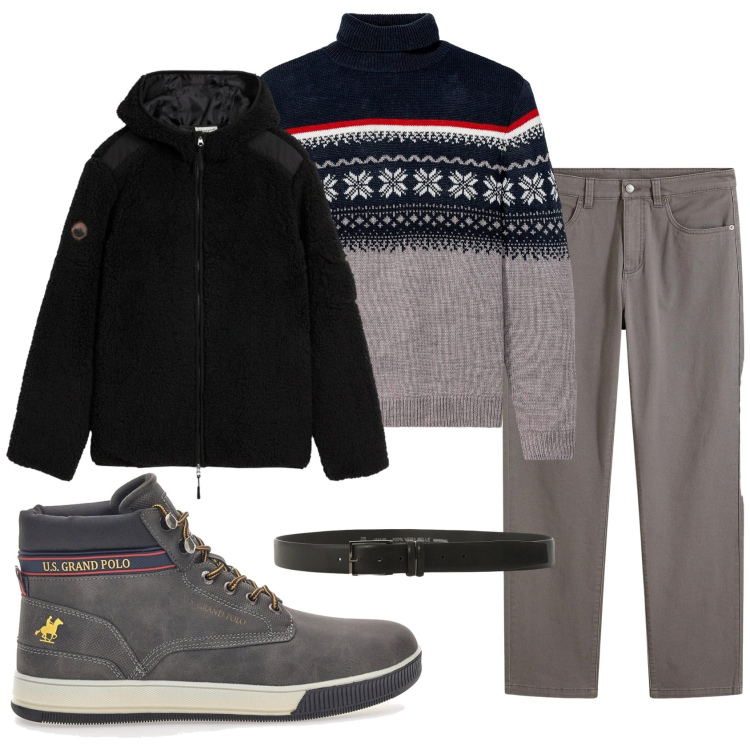 Outfit uomo - Total look #2299799. Stile Casual per Tutti i giorni. Abbinamento con maglieria, giacche, pantaloni, cinture, sneakers.