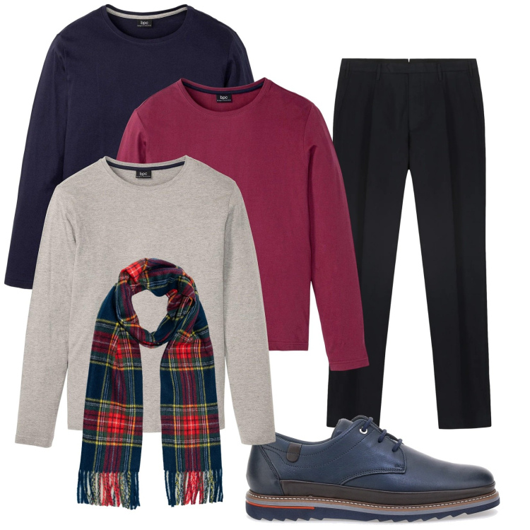 Outfit uomo - Quale scelgo?. Stile Casual per Tutti i giorni. Abbinamento con maglieria, scarpe stringate, sciarpe, pantaloni.