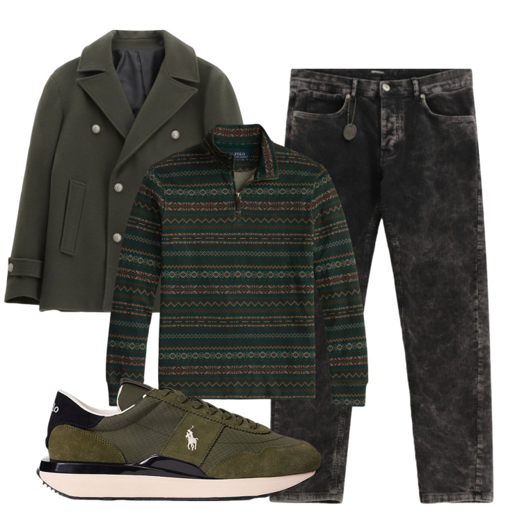 Outfit uomo - Total look #2300005. Stile Casual per Tutti i giorni. Abbinamento con cappotti, pantaloni, sneakers, pullovers.
