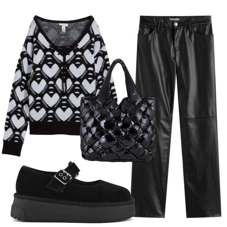 Outfit donna - Total look #2300012. Stile Glamour per Tutti i giorni. Abbinamento con maglieria, pantaloni, borse tote, décolleté.