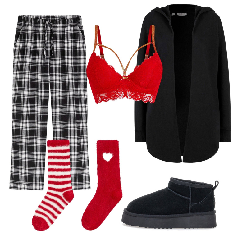 Outfit donna - Outfit da copertina. Stile Basic per Tutti i giorni. Abbinamento con felpe, reggiseni, pantaloni, calzini, stivaletti.