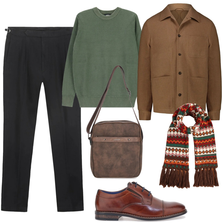 Outfit uomo - Dicembre con stile e comfort. Stile Urban per Tutti i giorni. Abbinamento con pullovers, portafogli, scarpe stringate, cappotti, pantaloni, sciarpe.