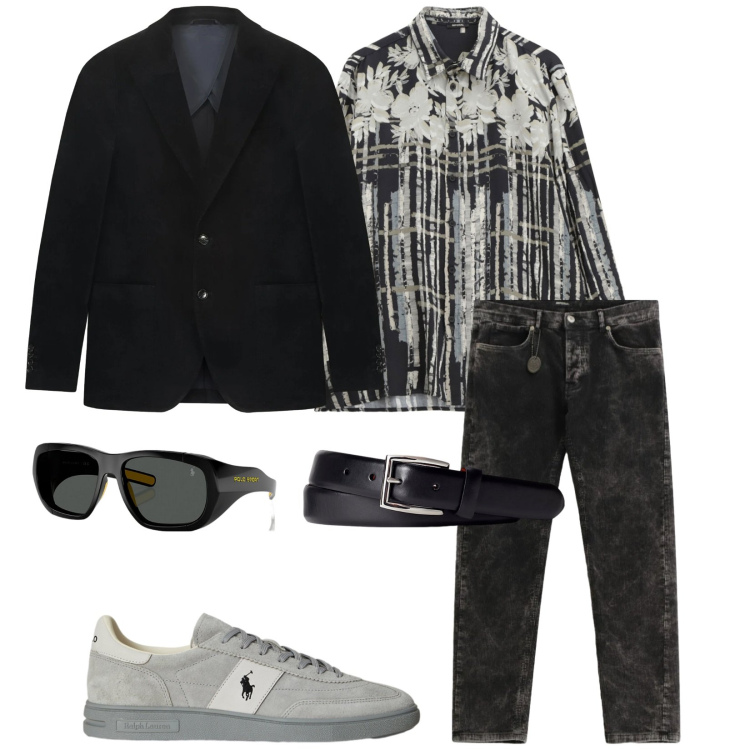 Outfit uomo - Oggi sole. per Tutti i giorni. Abbinamento con camicie, pantaloni, cinture, occhiali da sole, sneakers, giacche.