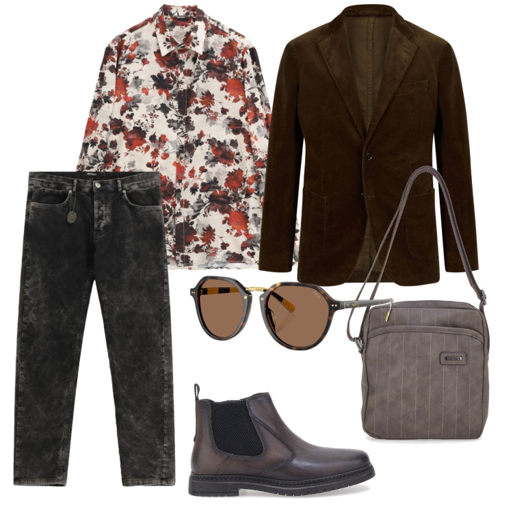 Outfit uomo - Stile vintage. per Serata speciale. Abbinamento con camicie, pantaloni, occhiali da sole, portafogli, stivali e stivaletti, giacche.