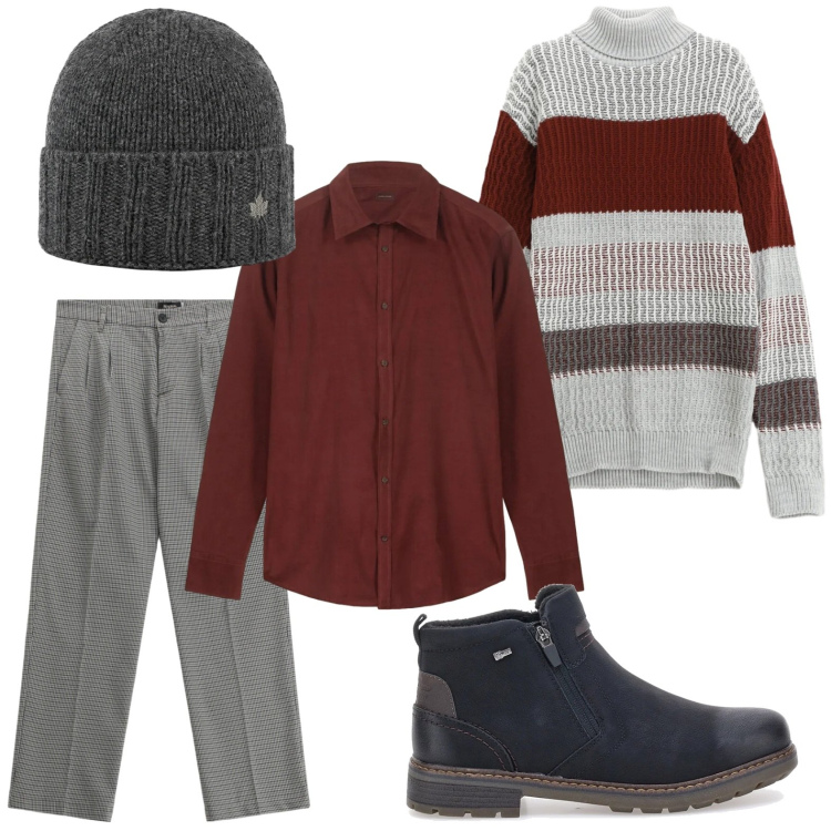 Outfit uomo - Lo stivale adatto per ogni occasione. Stile Trendy per Tutti i giorni. Abbinamento con maglieria, pantaloni, cappelli, stivali e stivaletti, camicie.