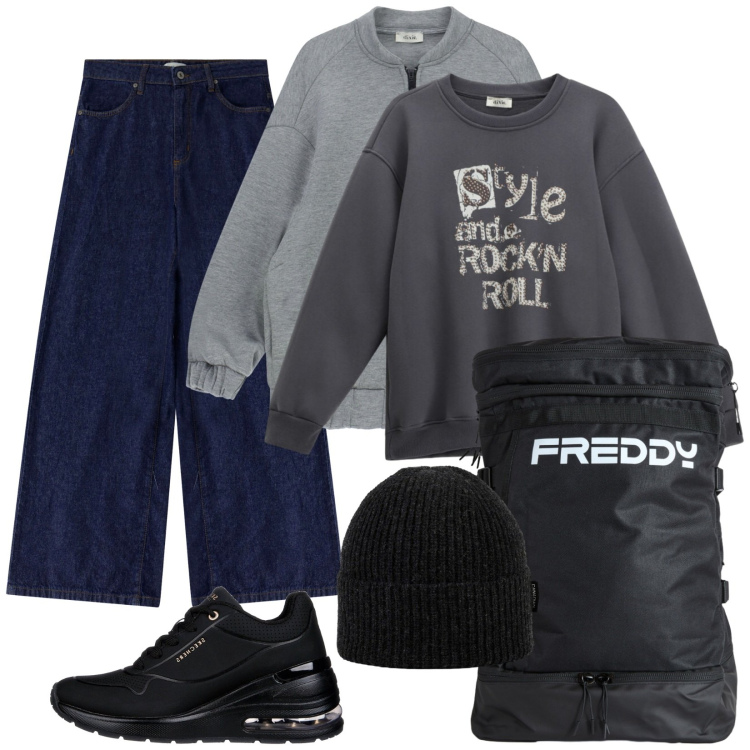 Outfit donna - Stile Urban. Stile Urban per Tutti i giorni. Abbinamento con zaini, jeans, bomber, felpe, berretti, sneakers.