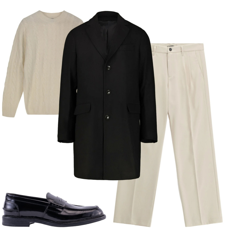 Outfit uomo - Dicembre. Stile Urban per Tutti i giorni. Abbinamento con pantaloni, scarpe stringate, cappotti, maglieria.