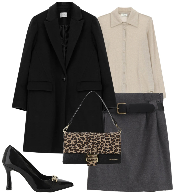 Outfit donna - Dicembre. Stile Urban per Tutti i giorni. Abbinamento con borse a spalla, décolleté, camicie, cappotti, minigonne.