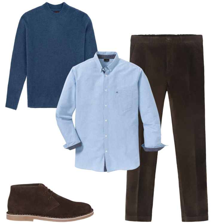 Outfit uomo - Total look #2300218. Stile Urban per Tutti i giorni. Abbinamento con camicie, pantaloni, stivali e stivaletti, maglieria.