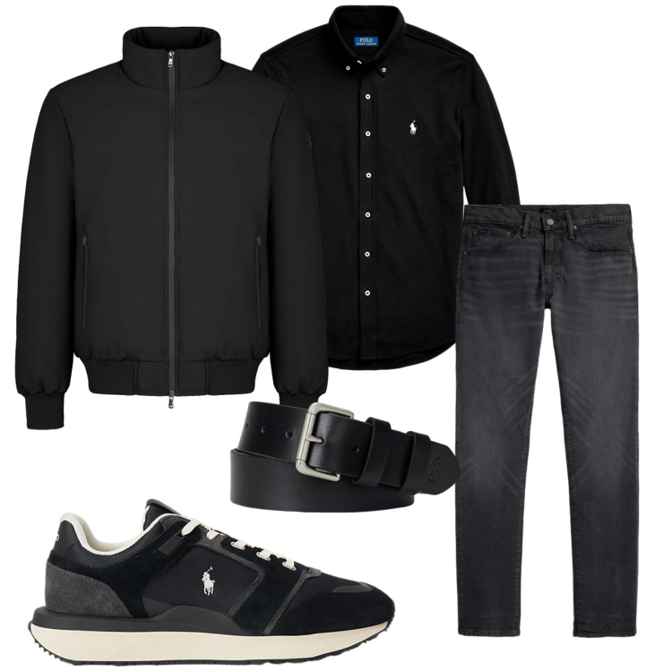 Outfit uomo - Total look #2300275. Stile Casual per Tutti i giorni. Abbinamento con camicie, cinture, jeans, sneakers, giacche.