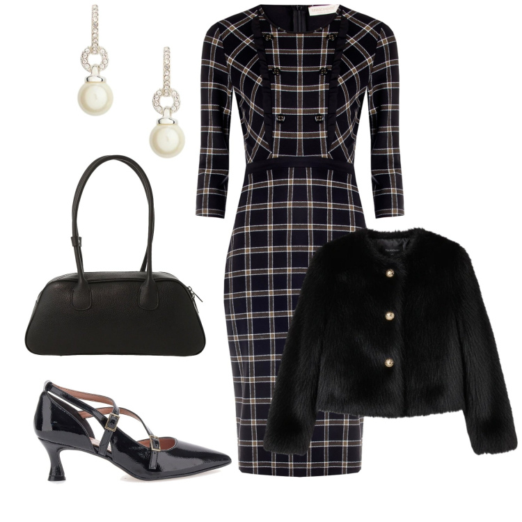 Outfit donna - Retrò. Stile Vintage retrò per Serata fuori. Abbinamento con vestiti a tubino, ecopellicce, borse a mano, orecchini, décolleté.