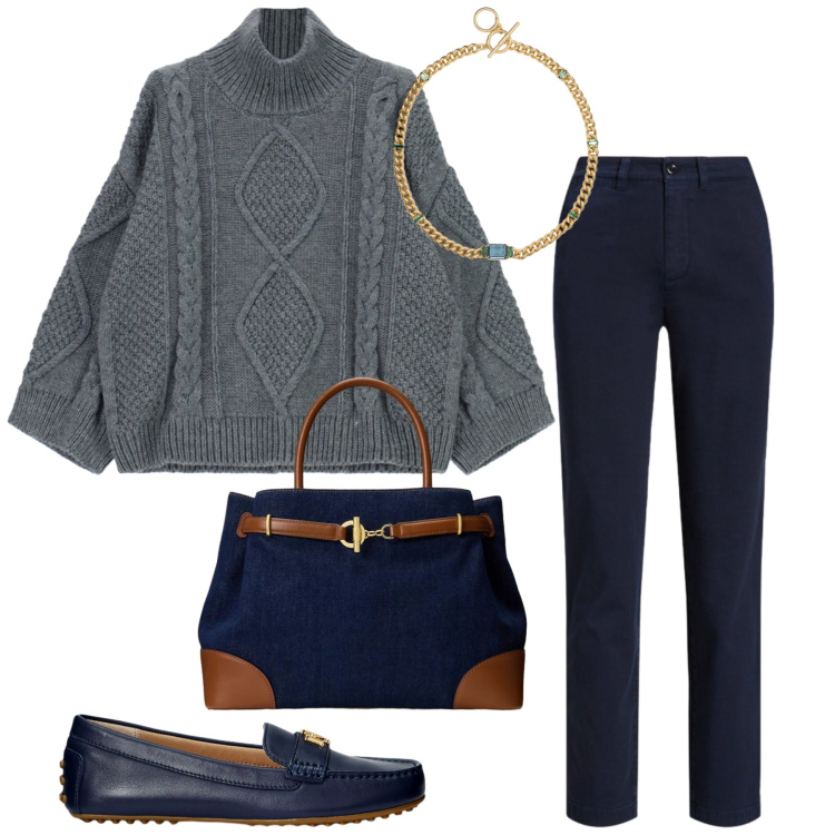 Outfit donna - Maglione morbido, cuore caldo. Stile Romantica per Tutti i giorni. Abbinamento con maglieria, pantaloni corti, collane, borse a mano, mocassini.