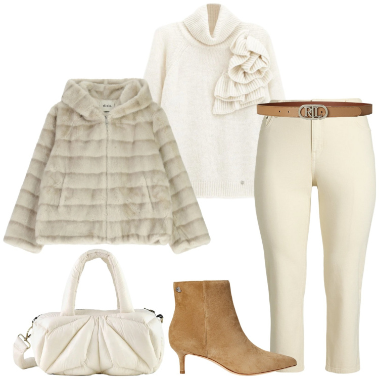 Outfit donna - Total look #2300299. Stile Casual chic per Serata fuori. Abbinamento con maglieria, blazer, jeans dritti, stivaletti, cinture, borse a mano.