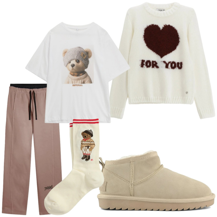 Outfit donna - Relax. Stile Basic per Tutti i giorni. Abbinamento con pullovers, t-shirt, pantaloni, calzini, stivali.