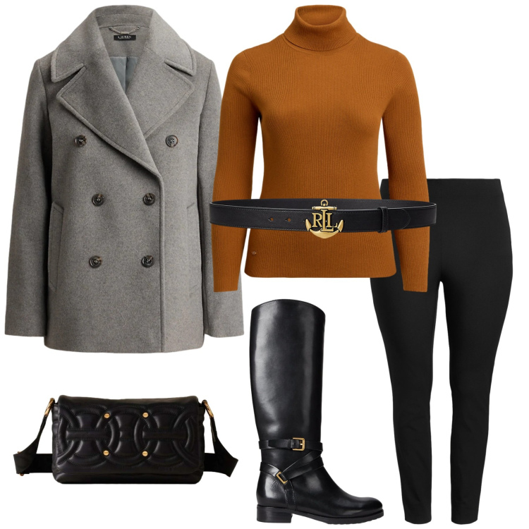 Outfit donna - Essenziale con stile. Stile Mannish per Serata fuori. Abbinamento con borse a tracolla, maglieria, cappotti, cinture, stivali, pantaloni skinny.