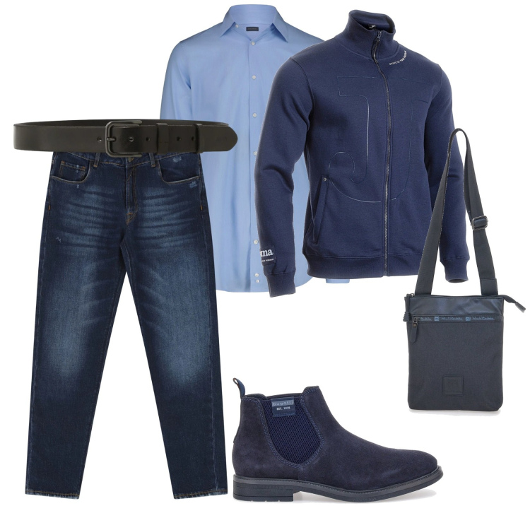 Outfit uomo - Urbt. per Tutti i giorni. Abbinamento con jeans dritti, cinture, portafogli, stivali e stivaletti, camicie, felpe.
