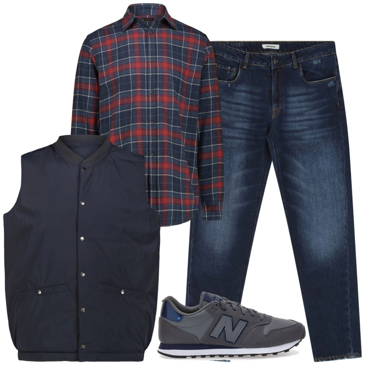 Outfit uomo - La camicia a quadri. Stile Casual per Tutti i giorni. Abbinamento con jeans dritti, camicie, piumini, sneakers.