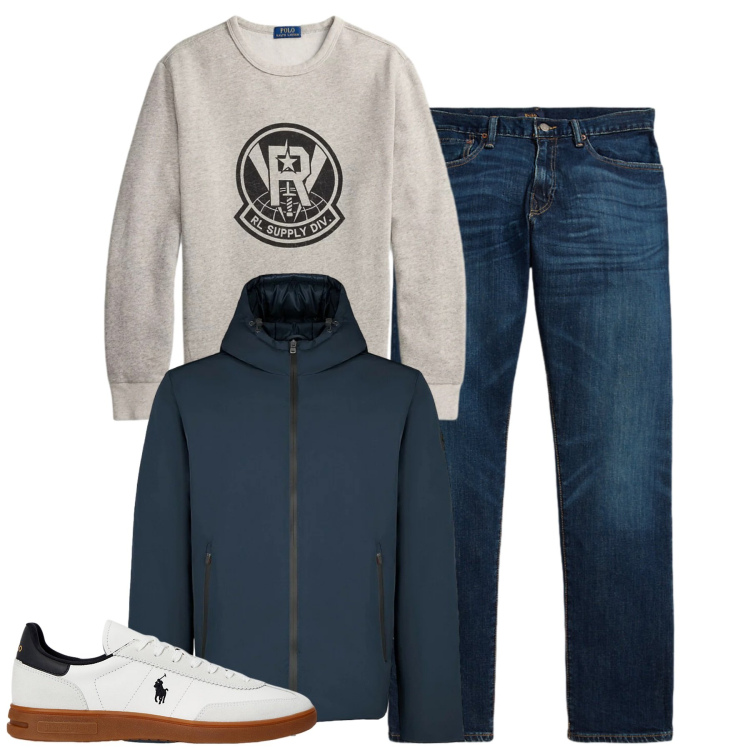 Outfit uomo - Total look #2300361. Stile Casual per Tutti i giorni. Abbinamento con sneakers, jeans dritti, felpe, parka.
