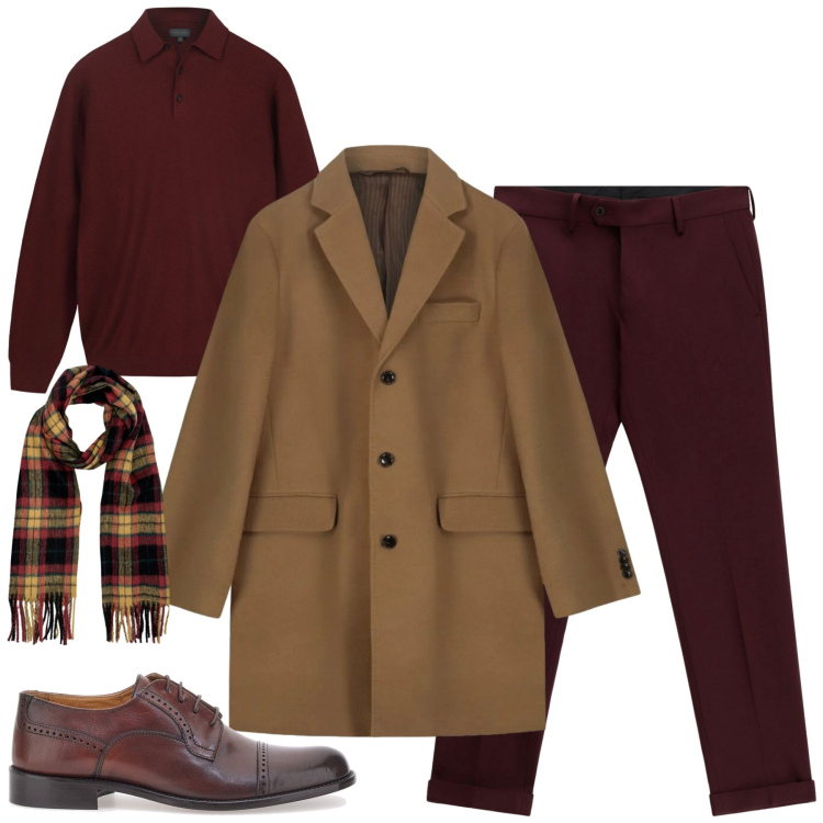 Outfit uomo - City. Stile Trendy per Tutti i giorni. Abbinamento con pantaloni, maglieria, scarpe stringate, sciarpe, cappotti.