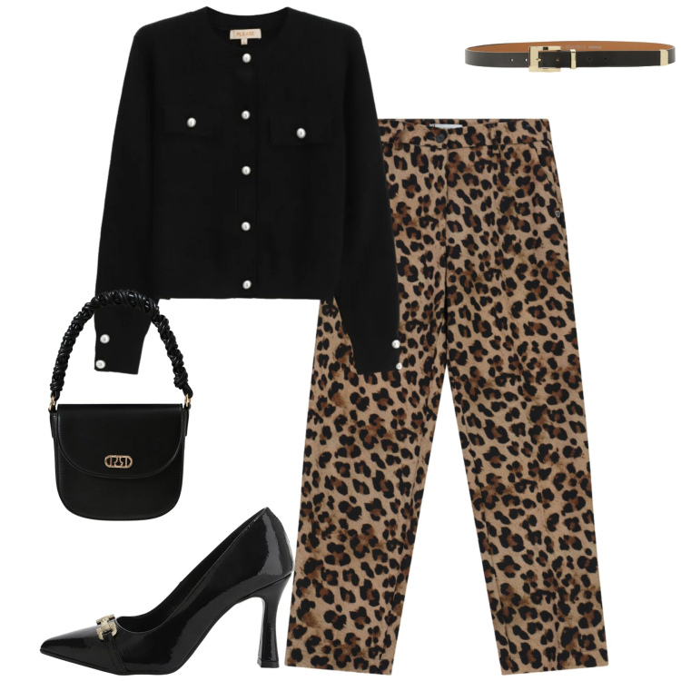 Outfit donna - Dicembre. Stile Urban per Tutti i giorni. Abbinamento con cardigans, pantaloni, borse a mano, cinture, décolleté.